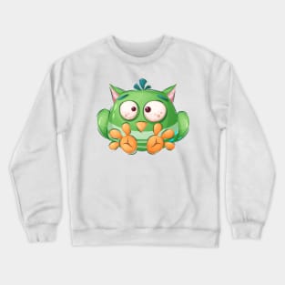 Funny green bird cartoon concept art Crewneck Sweatshirt